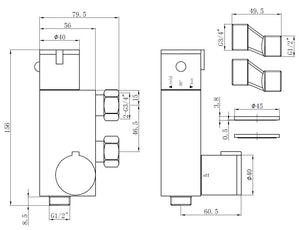 Auvellis chrome douche valve dimensions