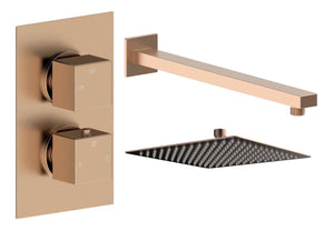 Auvellis Comet square single-outlet thermostatic shower pack in Brushed Bronze