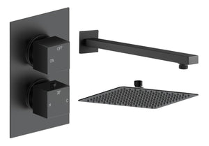 Auvellis Comet square single-outlet thermostatic shower pack in Matt Black