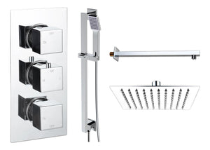 Auvellis Comet square two-outlet thermostatic shower pack in Chrome