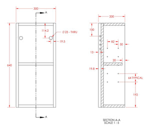 Auvellis Forma 300mm Slim Base Unit technical dimensions