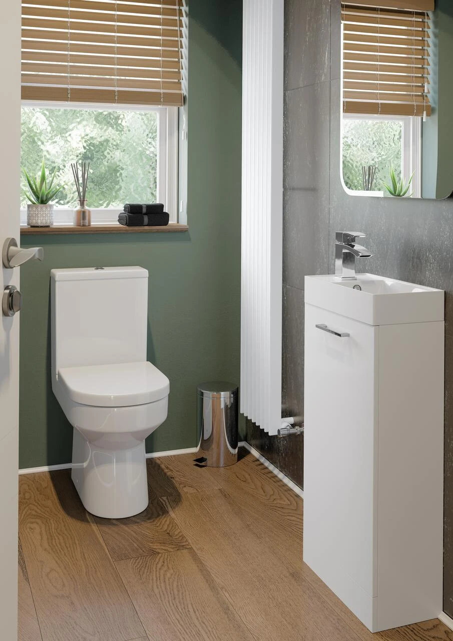 Auvellis Forma 590mm Floor Standing 2 Door Basin Unit (No Top) – Styled Roomset; Basin, Worktop and Tap Not Included