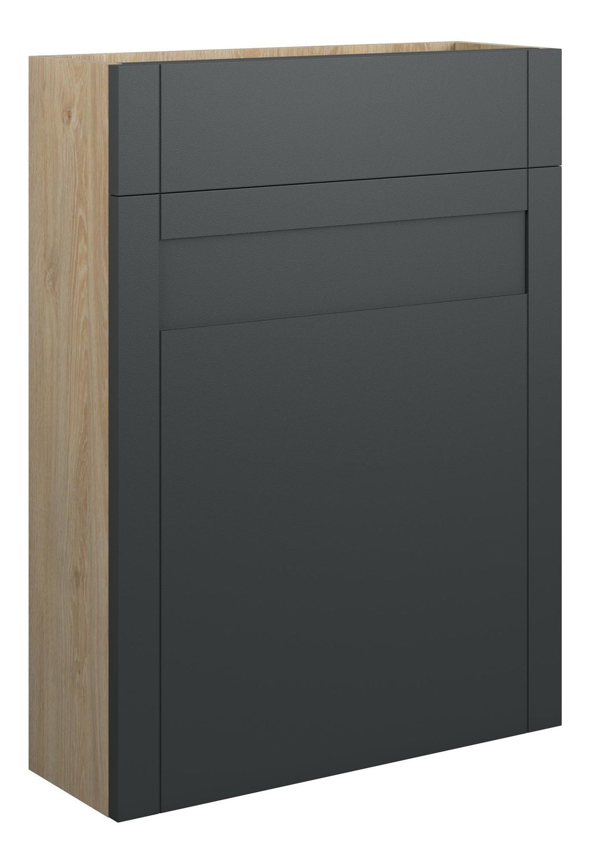 Auvellis Forma 600mm Slim WC Unit – Matt Graphite Grey with Oak cabinet