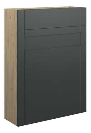 Auvellis Forma 600mm Slim WC Unit – Matt Graphite Grey with Oak cabinet