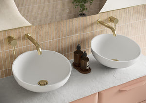 Auvellis Incline Resin Countertop Washbasin – White in a bathroom setting