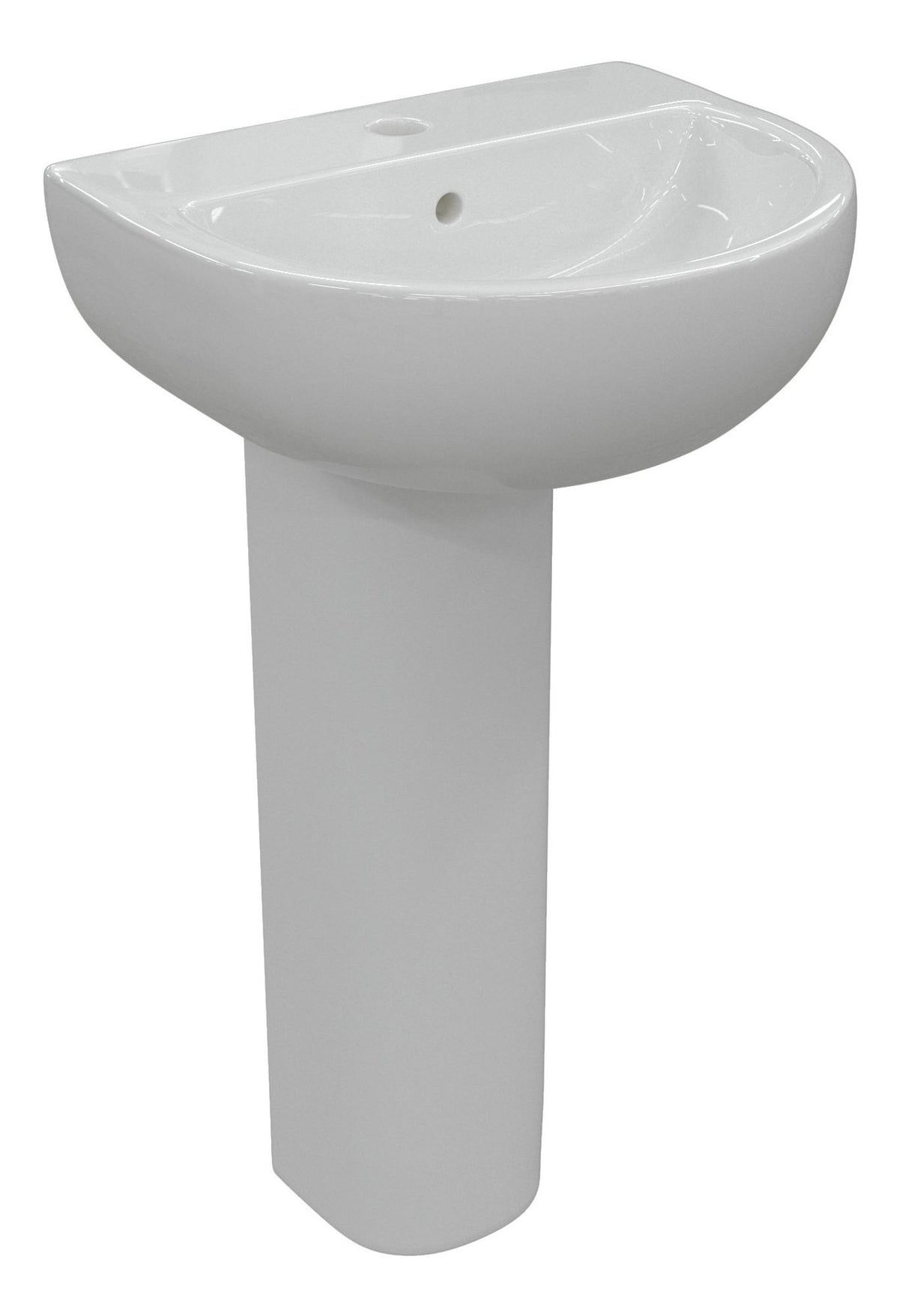 Auvellis Lunero 550mm basin and full pedestal – angled view