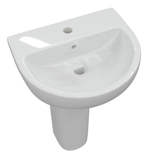 Auvellis Lunero 550mm basin and full pedestal – high angled view