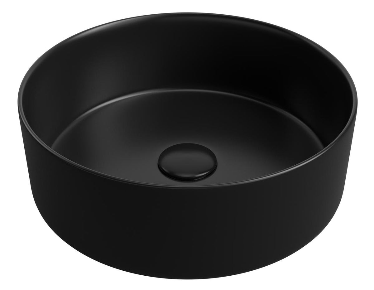 Auvellis Luxey 355mm Round Countertop Washbasin + Waste – Matt Black