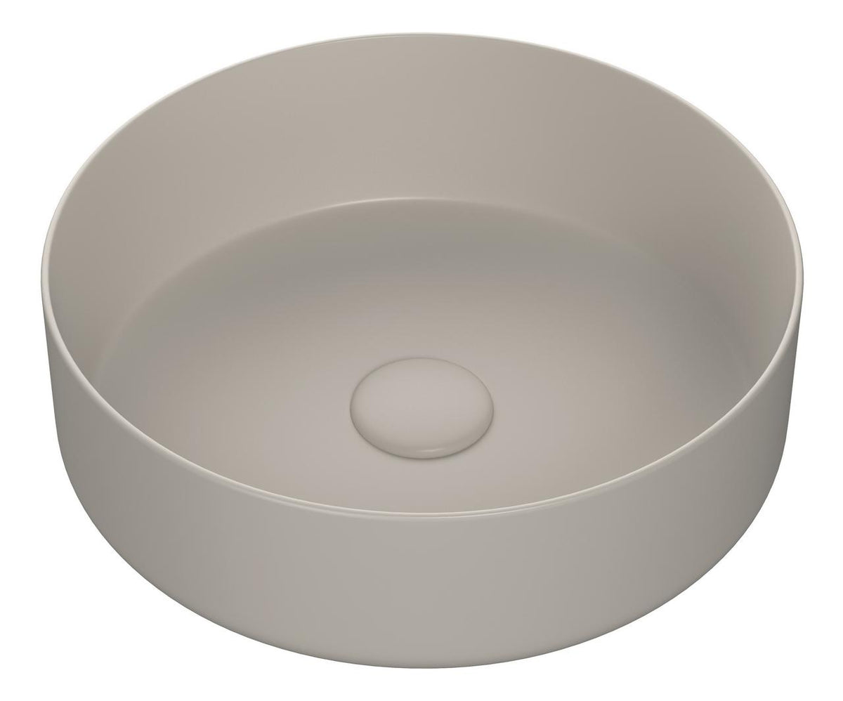 Auvellis Luxey 355mm Round Countertop Washbasin + Waste – Matt Latte