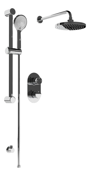 Auvellis round concealed two-outlet thermostatic shower pack in Chrome