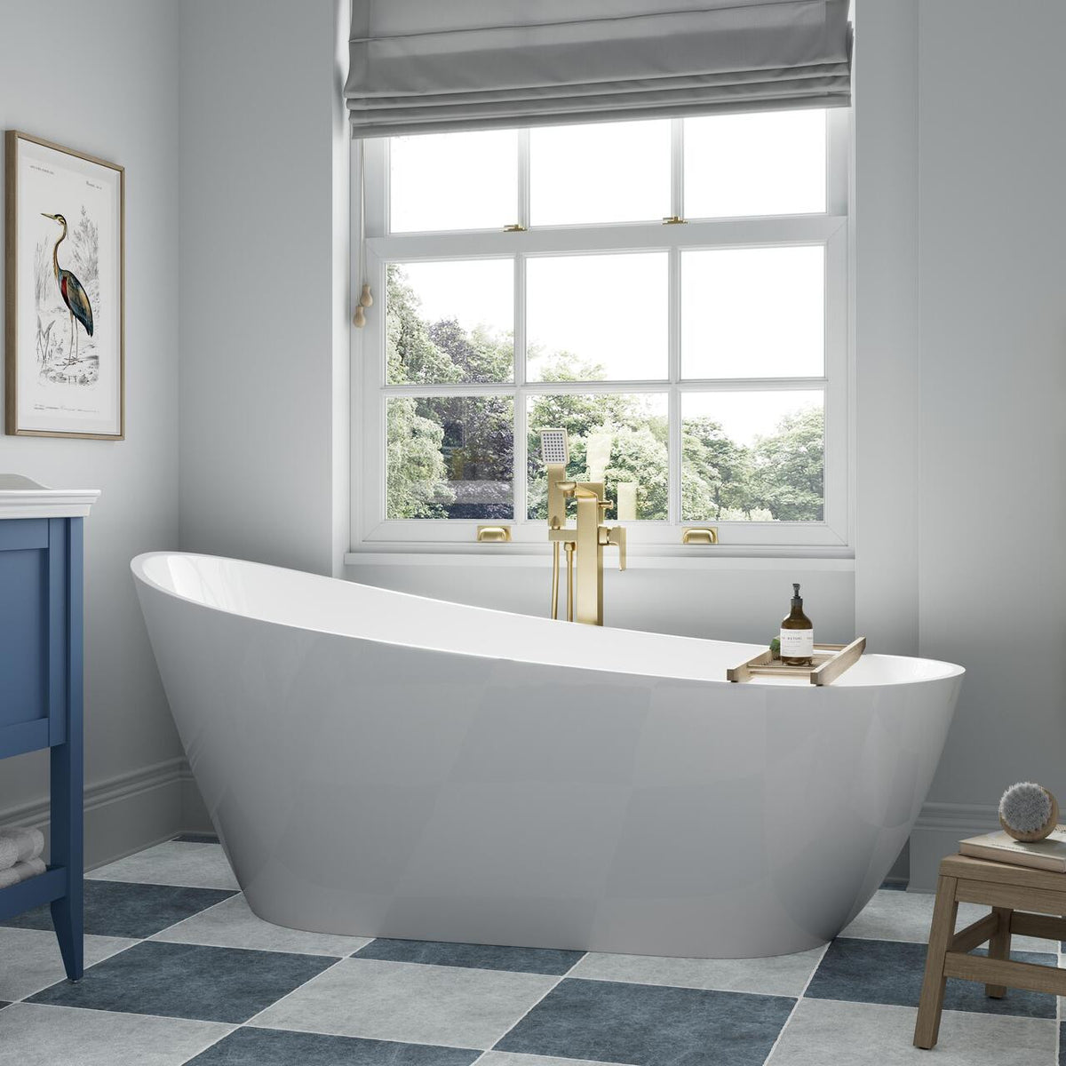 Auvellis Solenne 470mm Floor-Standing 1-Door Midi Storage Unit in a bathroom setting