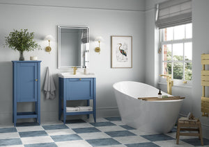 Auvellis Solenne 470mm Floor-Standing 1-Door Midi Storage Unit in a bathroom setting