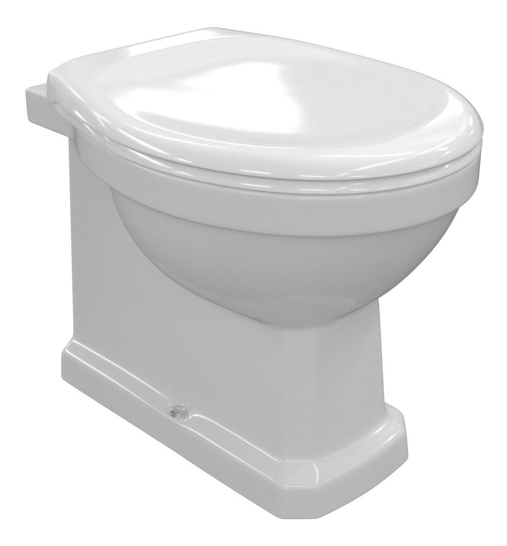 Auvellis Solenne back-to-wall comfort-height toilet – acrylic seat with Chrome hinges