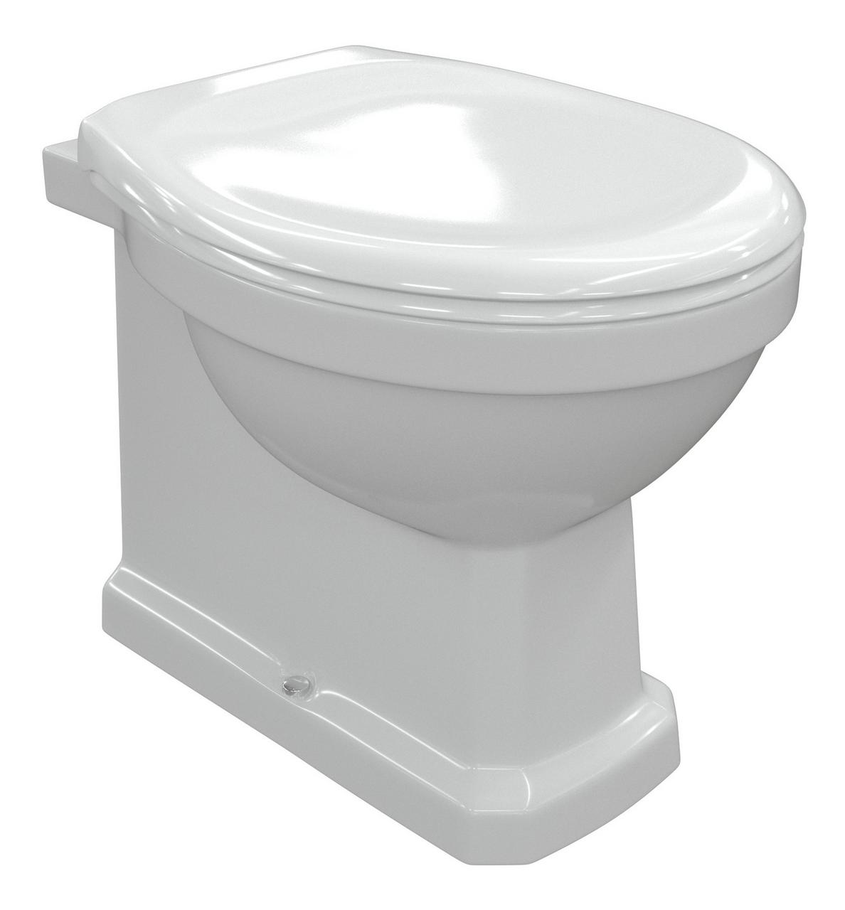 Auvellis Solenne back-to-wall comfort-height toilet – acrylic seat with Chrome hinges