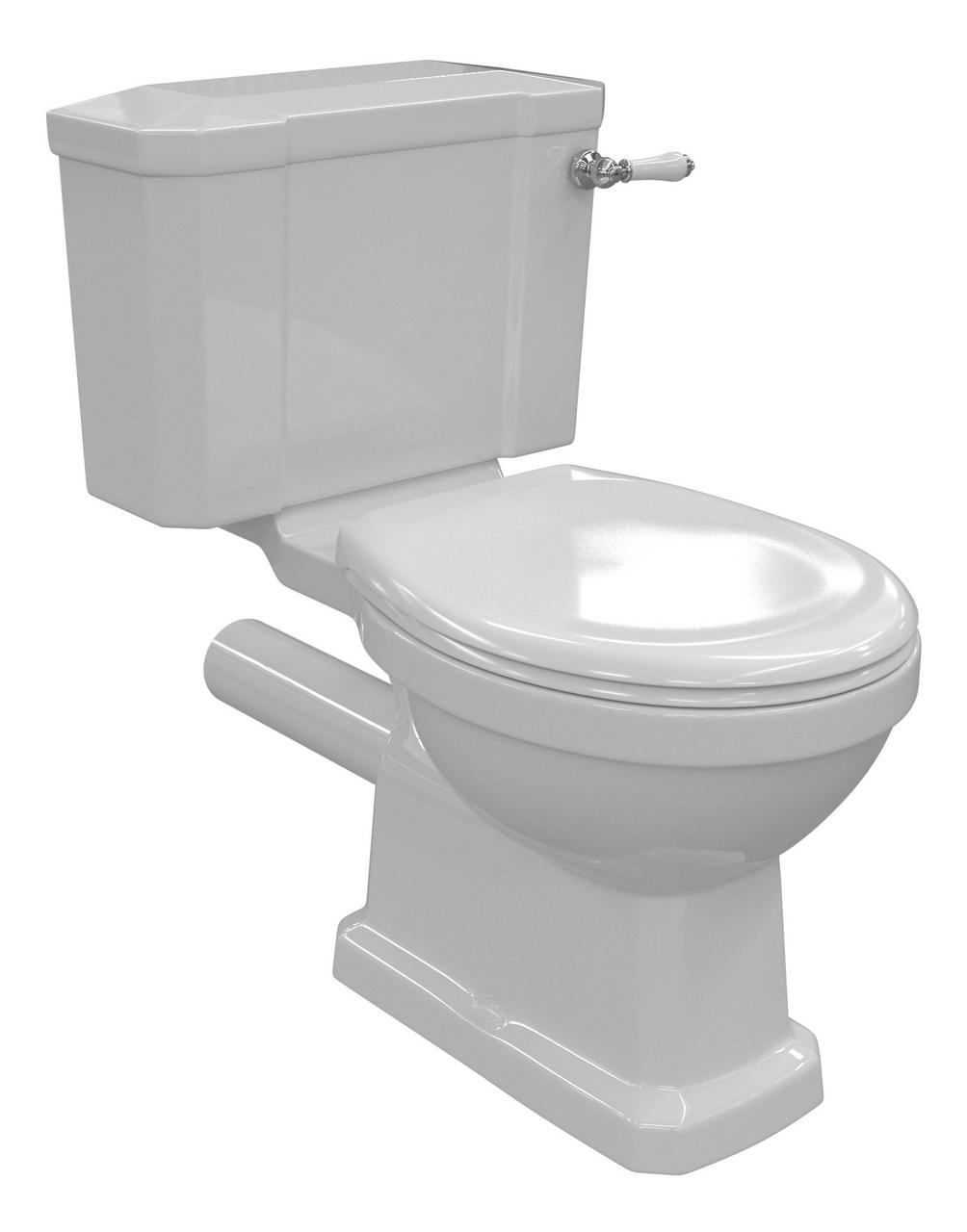 Auvellis Solenne close-coupled comfort-height toilet – acrylic seat with Chrome hinges