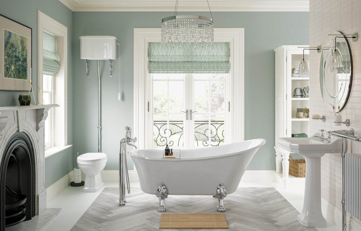 Auvellis Solenne close-coupled comfort-height toilet in a traditional bathroom setting