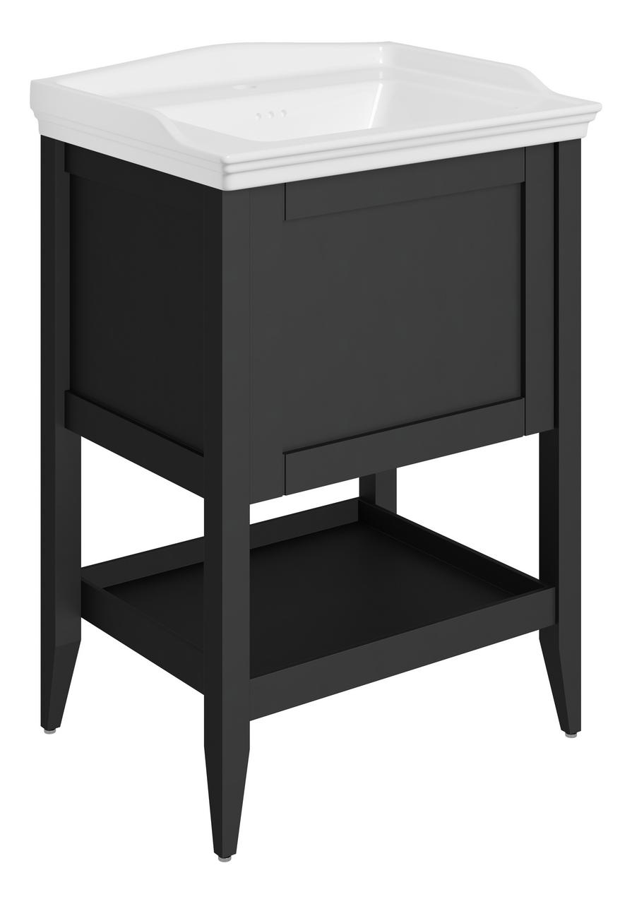 Auvellis Solenne Floor-Standing 1-Drawer Vanity Unit with Ceramic Basin – 650mm / 800mm – Matt Anthracite / 650mm