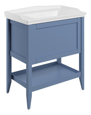Auvellis Solenne Floor-Standing 1-Drawer Vanity Unit with Ceramic Basin – 650mm / 800mm – Matt Misty Blue / 800mm