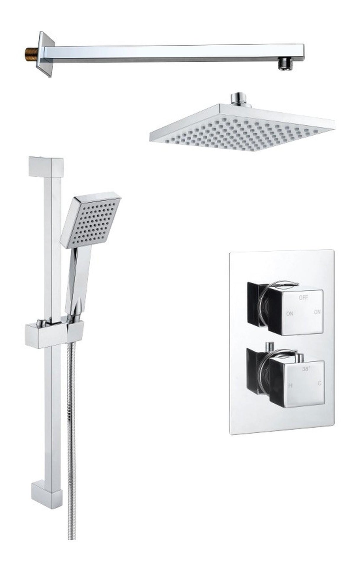 Auvellis square concealed two-outlet thermostatic shower pack in Chrome