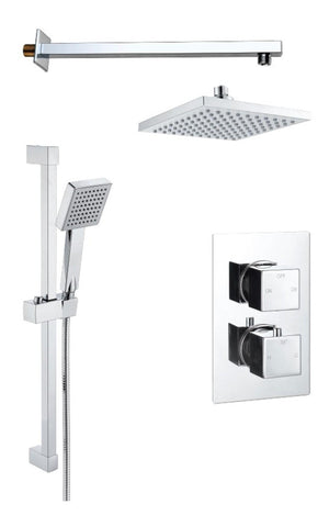 Auvellis square concealed two-outlet thermostatic shower pack in Chrome