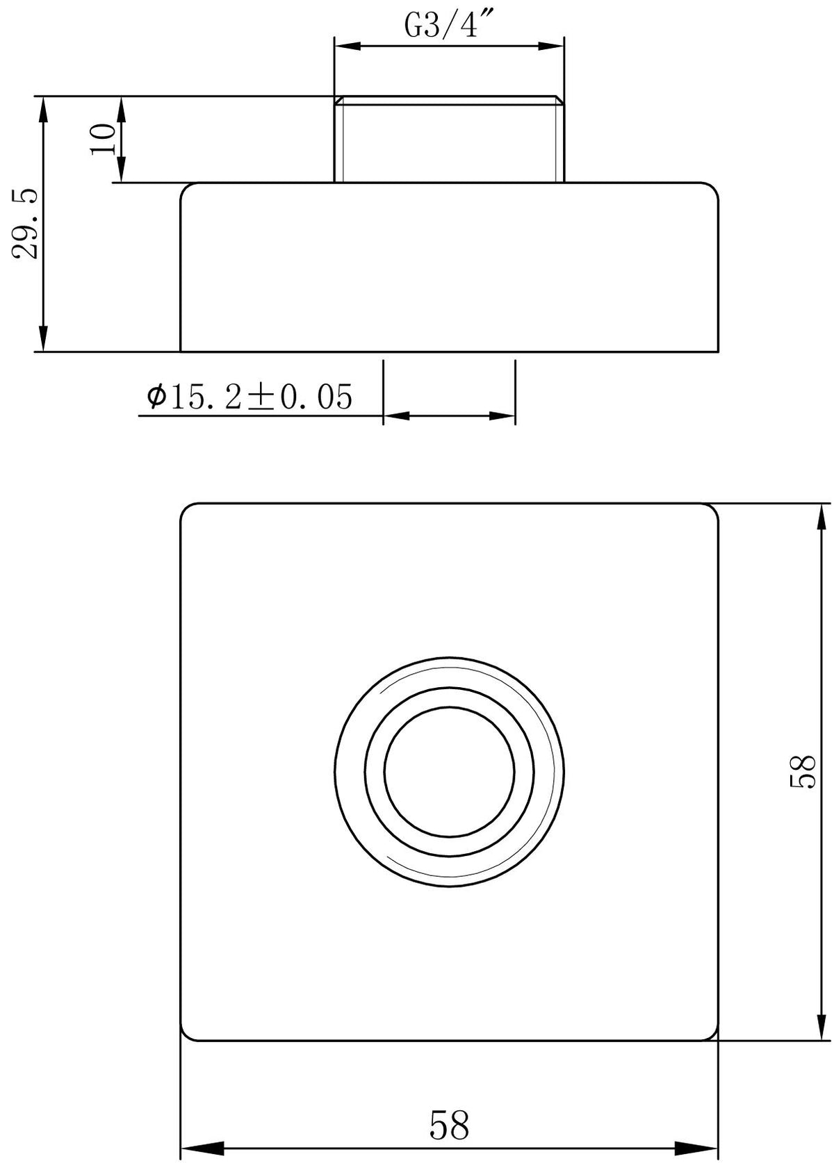 Auvellis square exposed shower valve fast-fitting kit dimensions