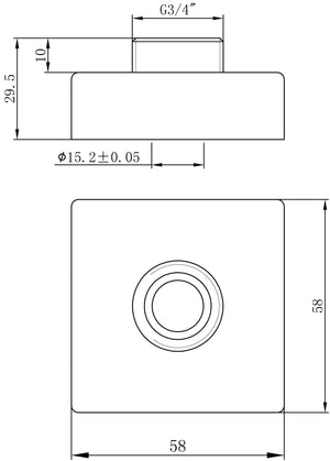 Auvellis square exposed shower valve fast-fitting kit dimensions