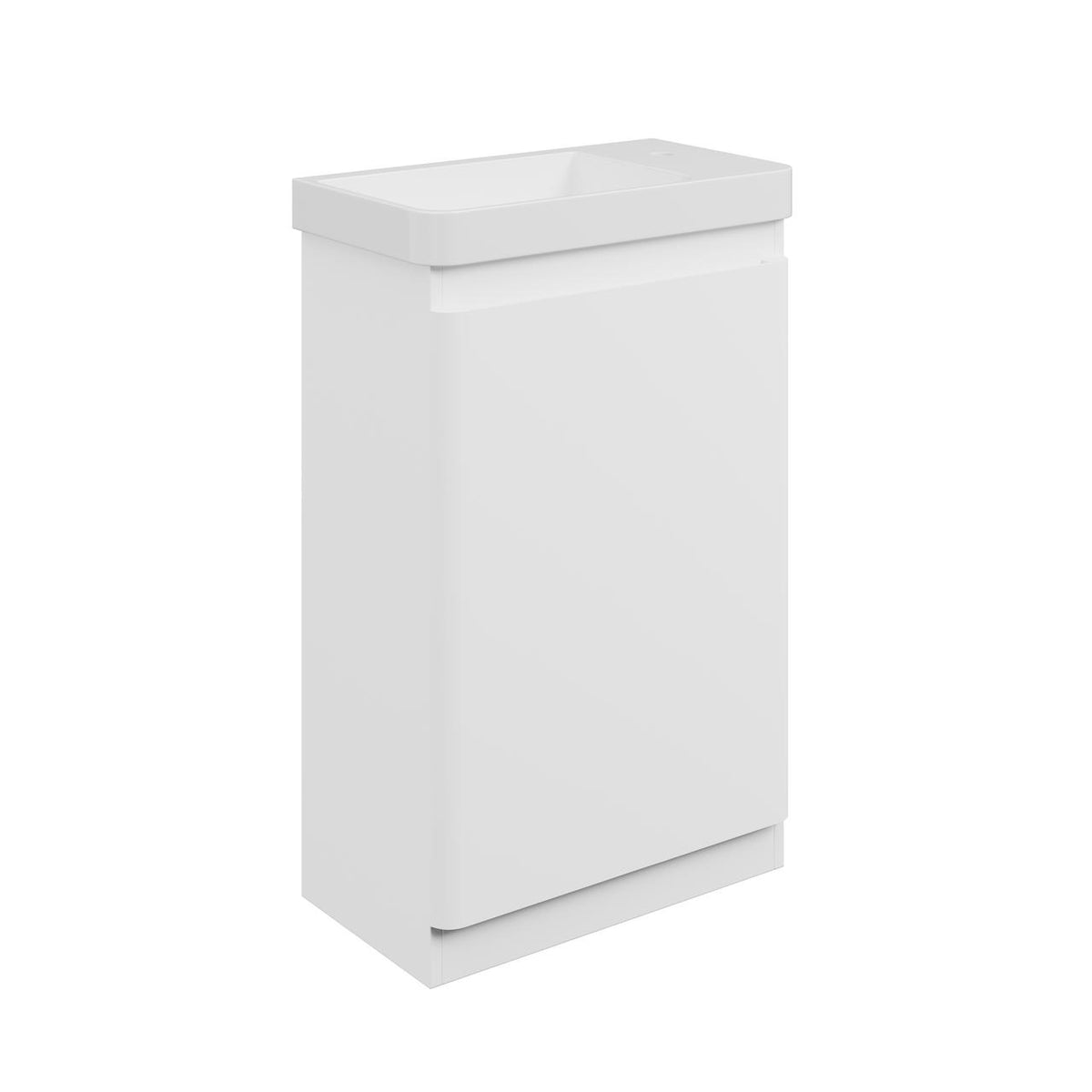 Auvellis Vela Curved 550mm Slim-Depth Floor-Standing Vanity Unit with Basin – Matt White / 550x300mm