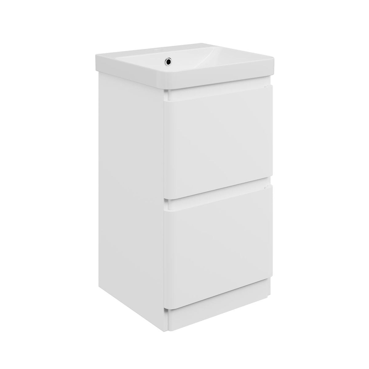 Auvellis Vela Curved Floor-Standing 2-Drawer Vanity Unit with Basin – Matt White / 500x460mm