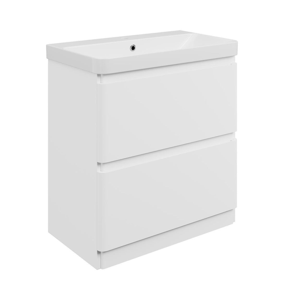 Auvellis Vela Curved Floor-Standing 2-Drawer Vanity Unit with Basin – Matt White / 805x460mm