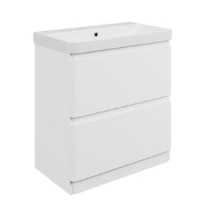 Auvellis Vela Curved Floor-Standing 2-Drawer Vanity Unit with Basin – Matt White / 805x460mm