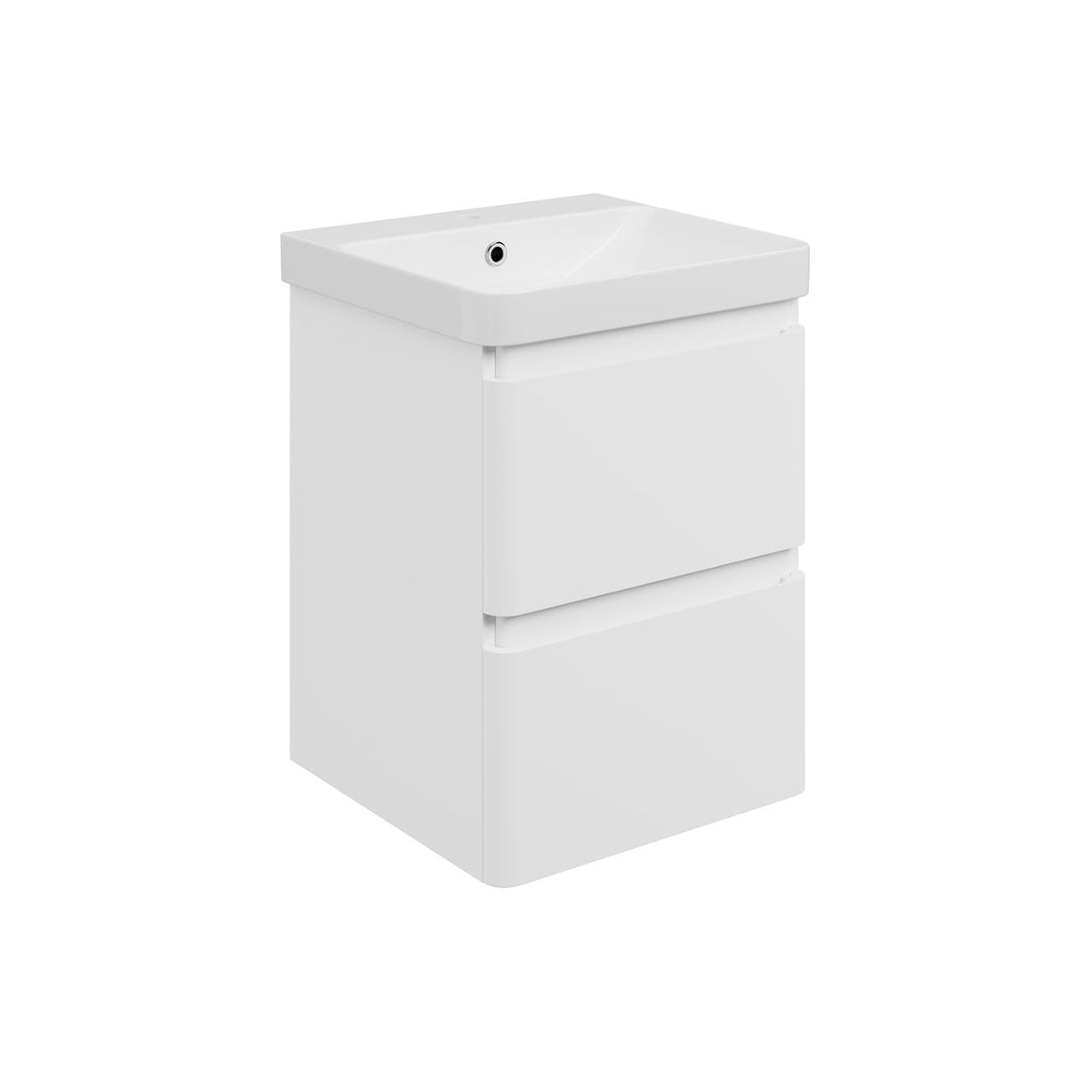 Auvellis Vela Curved Wall-Hung 2-Drawer Vanity Unit with Basin – Matt White / 500x460mm