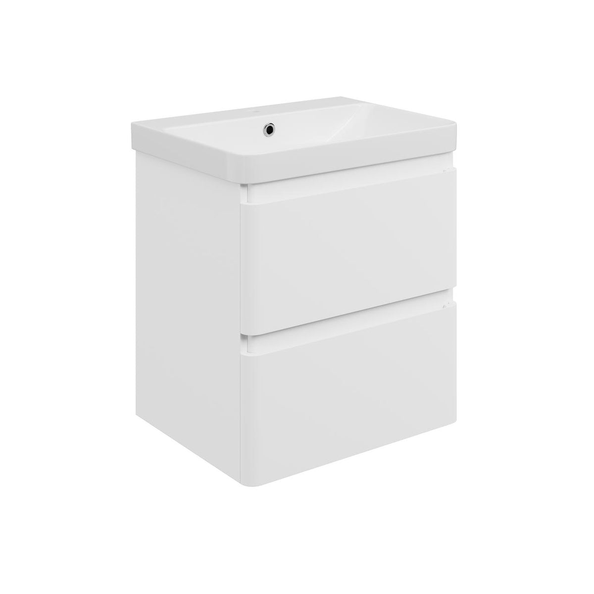 Auvellis Vela Curved Wall-Hung 2-Drawer Vanity Unit with Basin – Matt White / 605x460mm