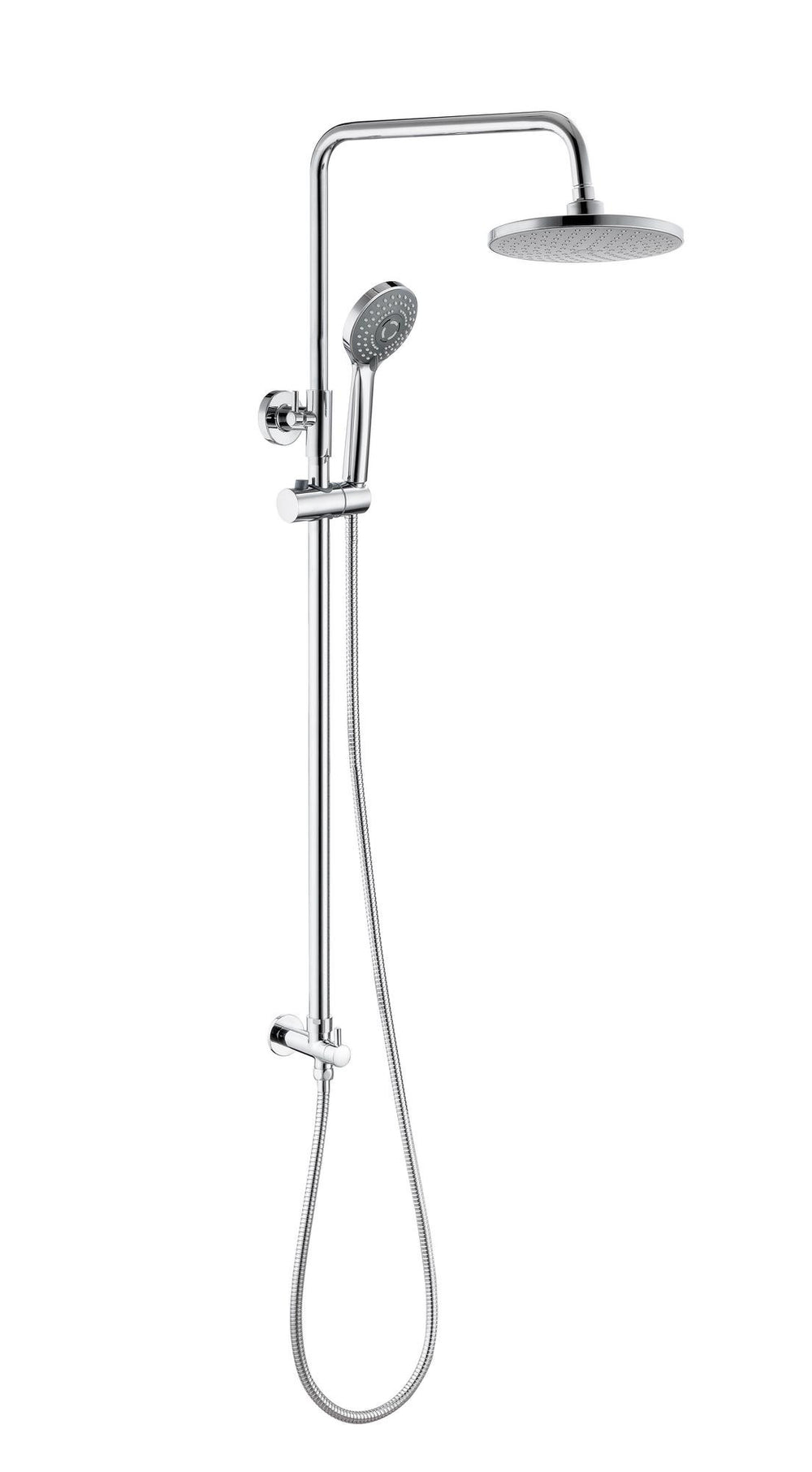 Auvellis Vela round shower kit with overhead and handset in Chrome