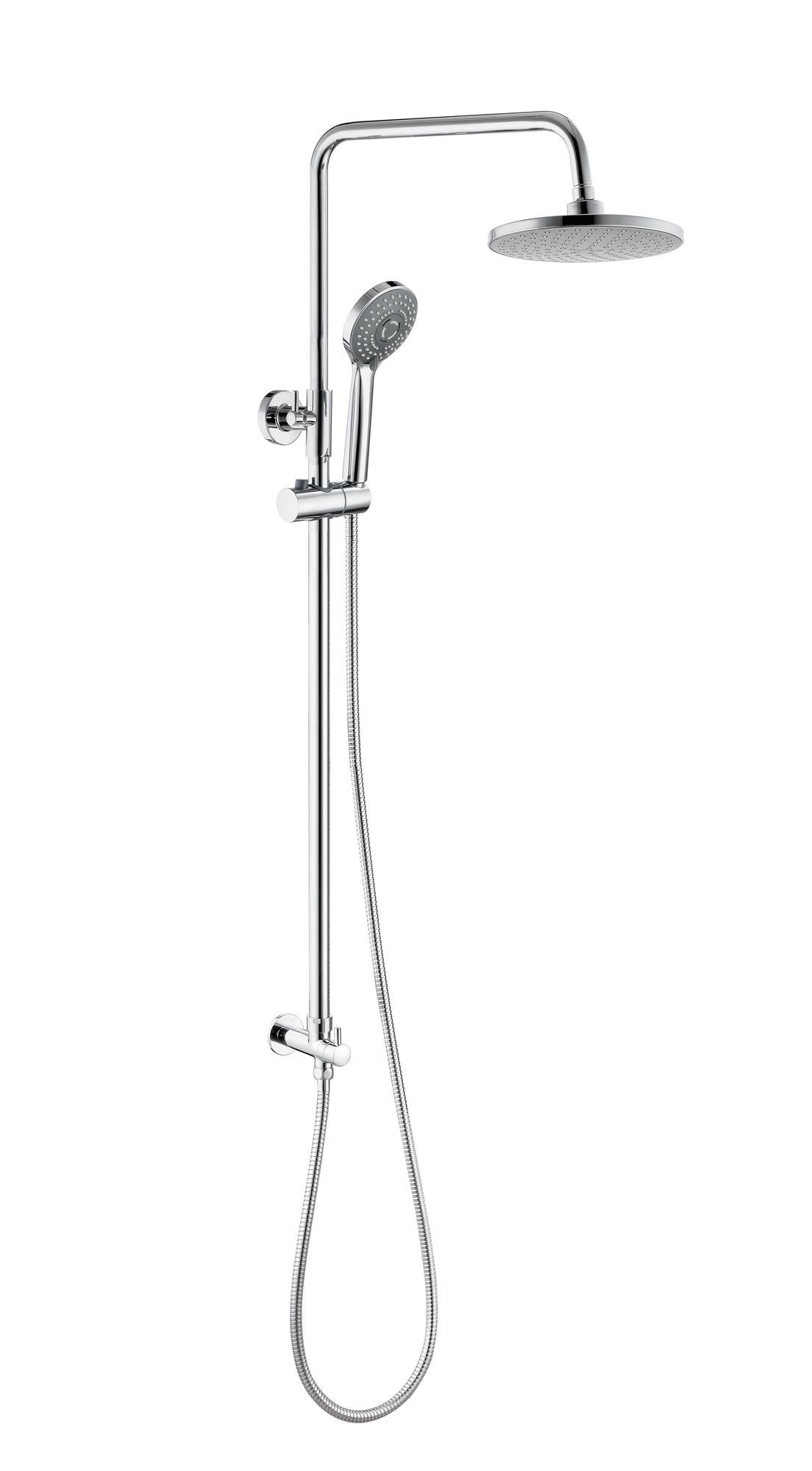 Auvellis Vela round shower kit with overhead and handset in Chrome