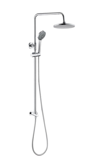 Auvellis Vela round shower kit with overhead and handset in Chrome