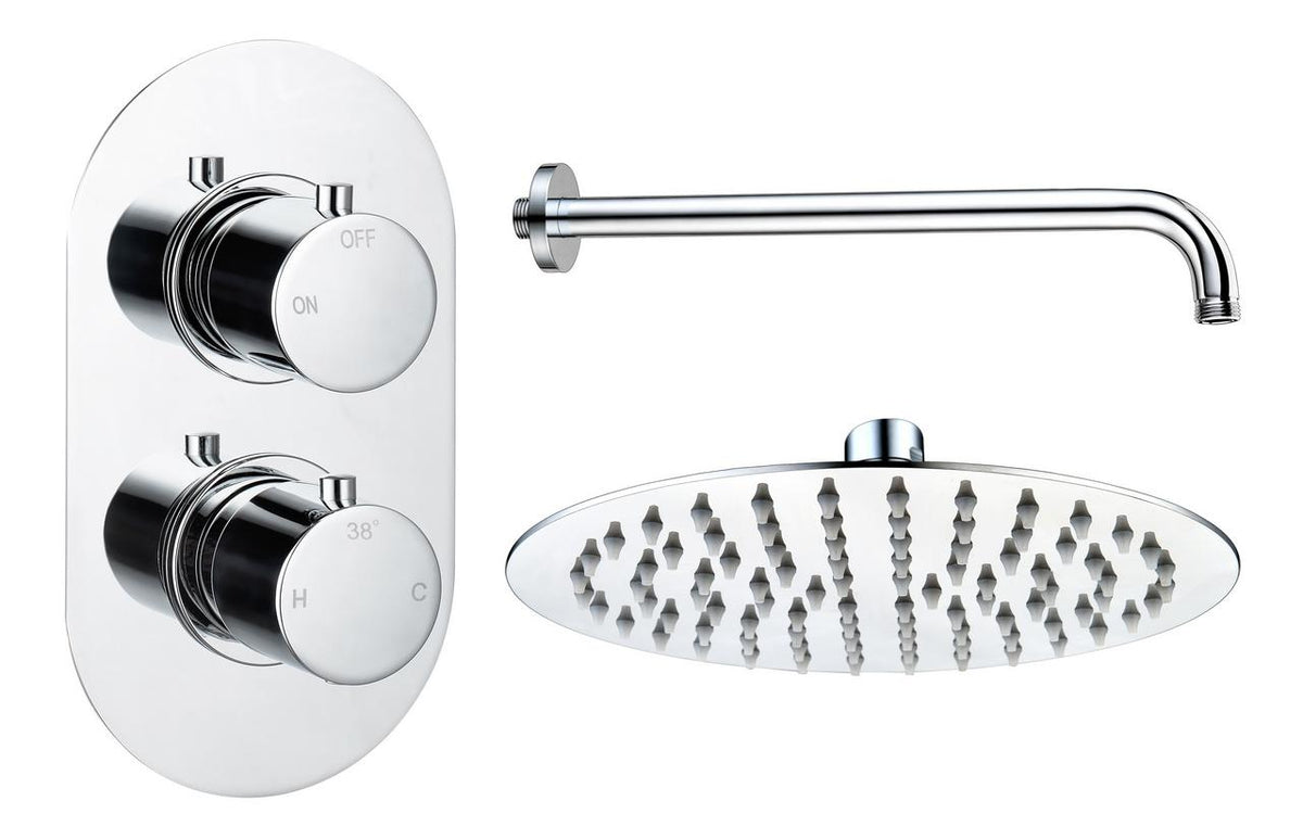 Auvellis Vela round thermostatic shower pack in Chrome