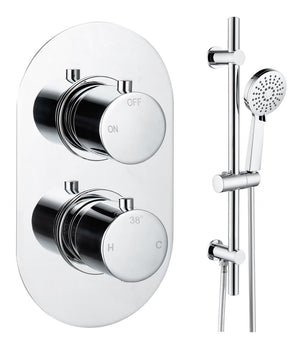 Auvellis Vela thermostatic shower pack with riser in Chrome