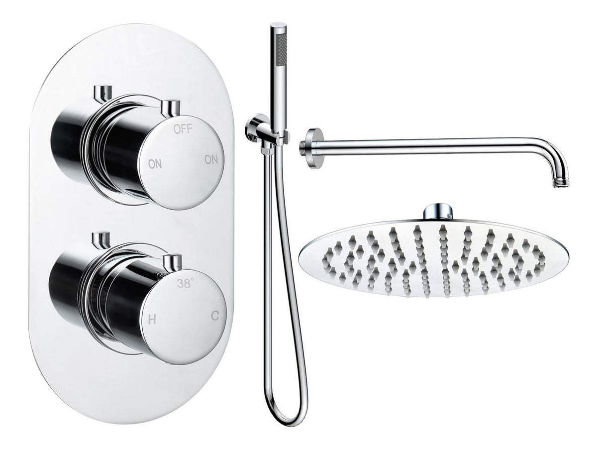 Auvellis Vela round two-outlet shower pack with handset in Chrome