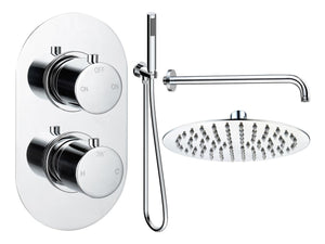 Auvellis Vela round two-outlet shower pack with handset in Chrome