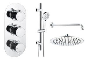 Auvellis Vela round two-outlet thermostatic shower pack in Chrome