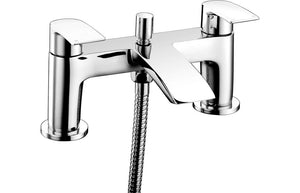 Auvellis Linaro curved deck-mounted bath shower mixer with handset – Chrome