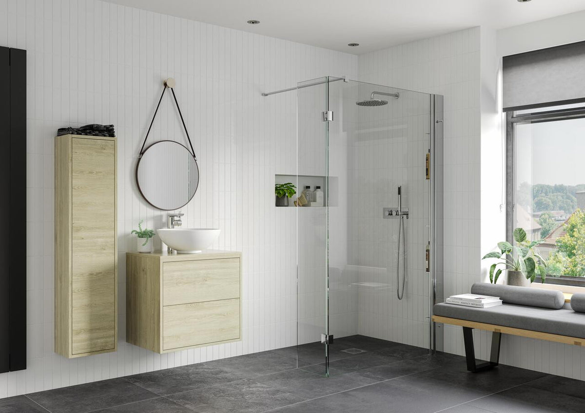 Auvellis Wetroom Storage Shelf in a bathroom setting