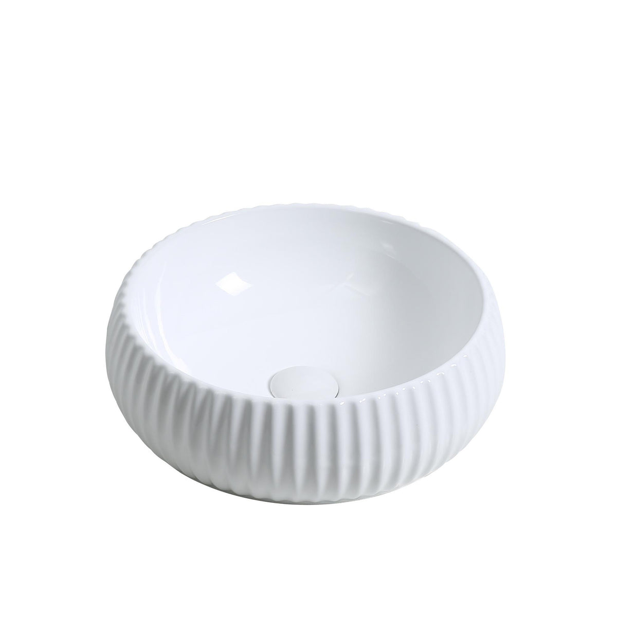Auvellis Yoko 400mm Textured Round Countertop Washbasin – White Ceramic – DIPB0114