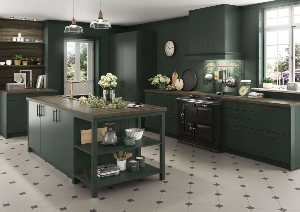 Bauformat — Deep green country kitchen