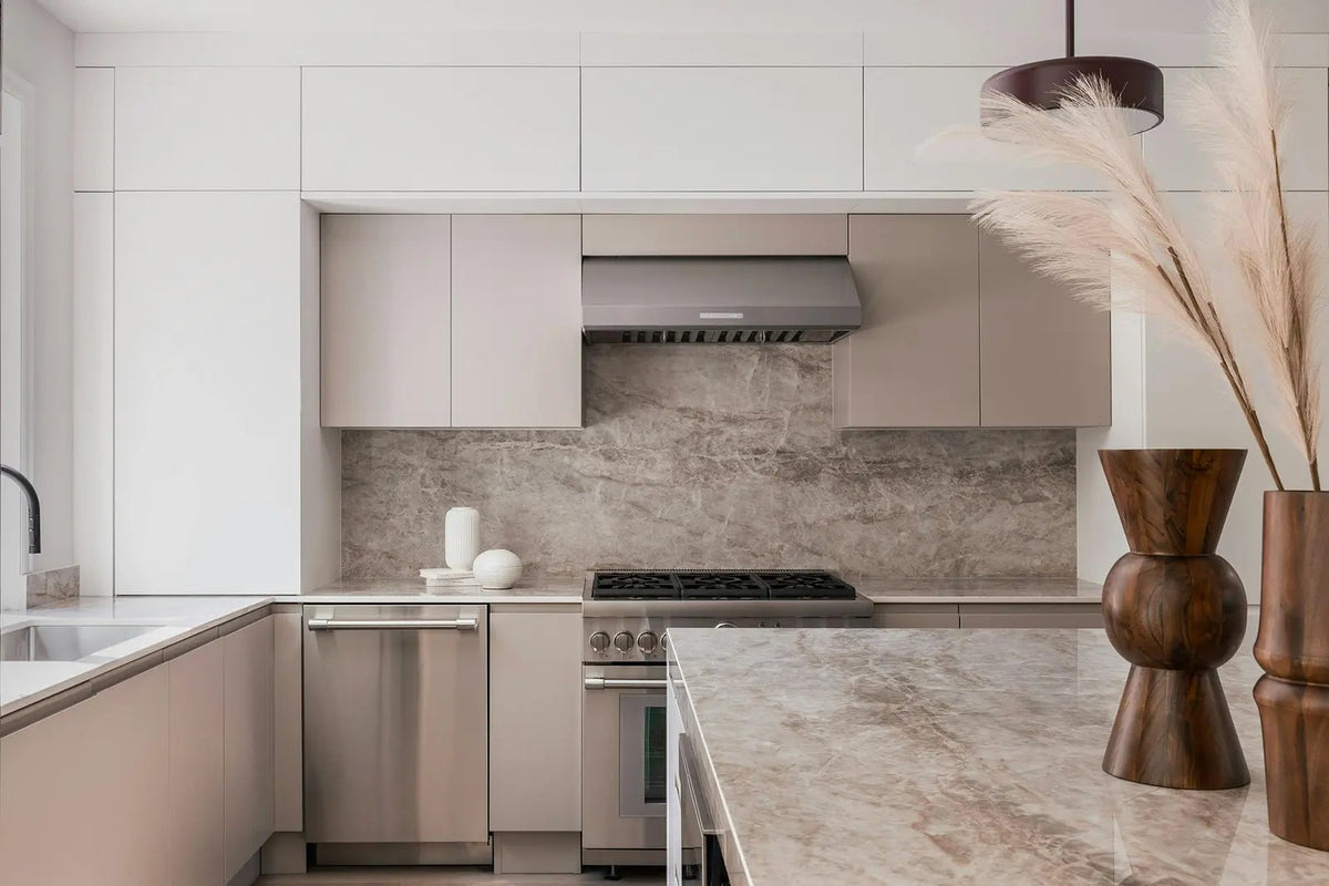 Cosentino — Layered neutrals and stone-effect surfaces