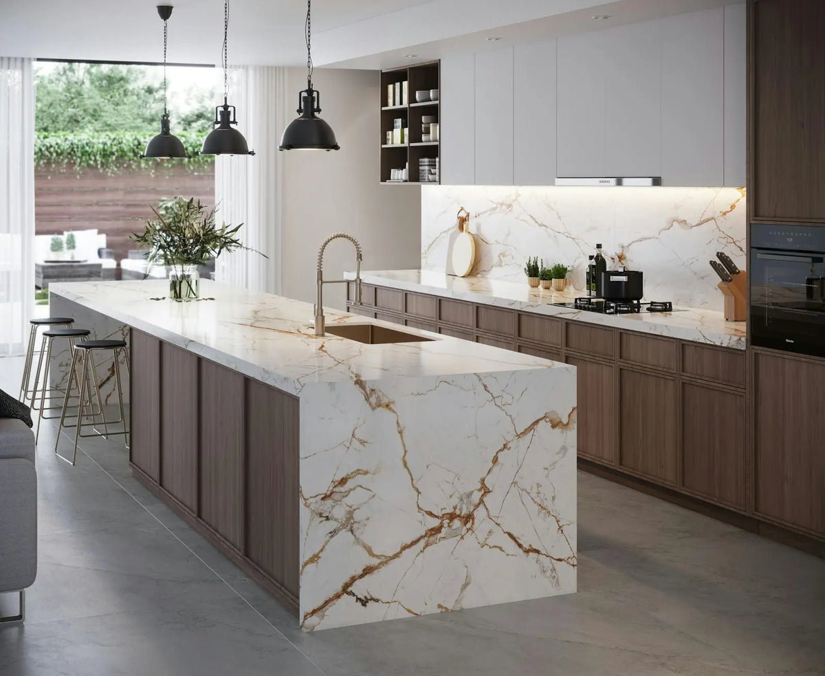 Cosentino — A statement island with warm veining