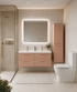 Pureflo Cadiz bathroom inspiration featuring an Apricot Pink wall-hung double vanity