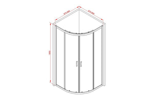 Auvellis Classix 2 Door Quadrant Shower Enclosure – 900mm / Brushed Brass – dimensions