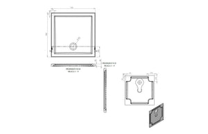Auvellis RefleXion Low Profile Square Shower Tray – White – 760 x 760mm – dimensions