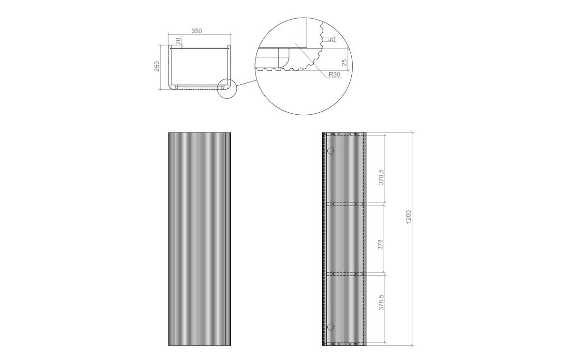 Auvellis Vela curved 350mm wall-hung tall cabinet – technical product information
